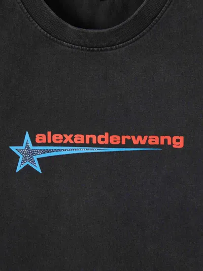 Alexander Wang Omens Washed Black Shrunken Round-neck Cotton-jersey T-shirt In Black