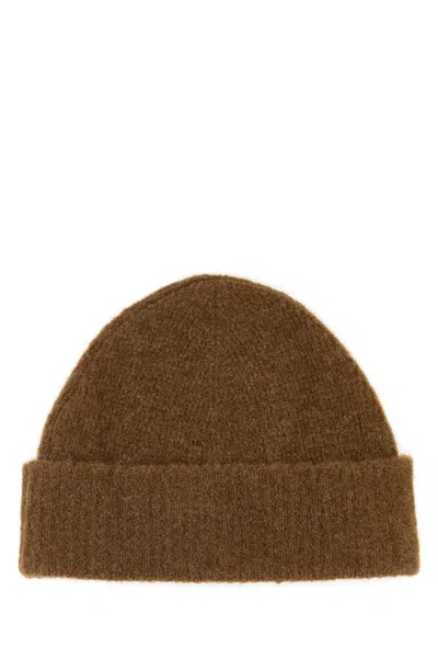 Ami Alexandre Mattiussi Ami Brown Stretch Alpaca Blend Beanie In Brown