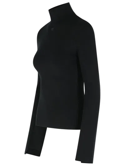 Courrèges Turtleneck Sweater In Black Viscose Blend In Black