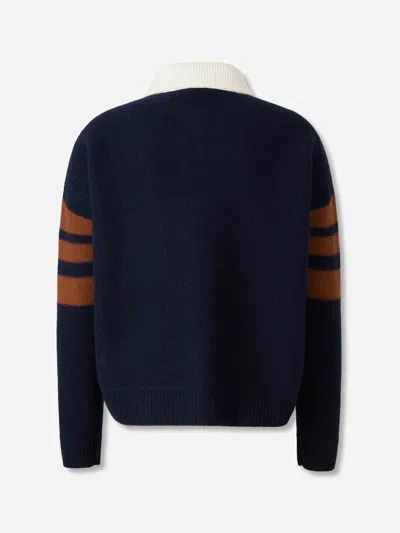 Wales Bonner Calm Striped Wool Polo Sweater In Brown