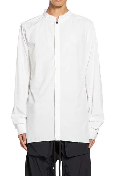Thom Krom Cotton Poplin Stand Collar Shirt In White