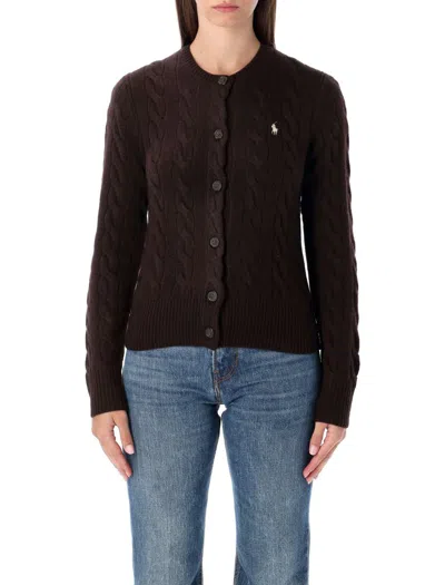 Polo Ralph Lauren Cable-knit Wool And Cashmere Cardigan In Brown