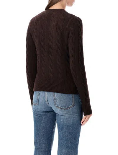 Polo Ralph Lauren Cable-knit Wool And Cashmere Cardigan In Brown
