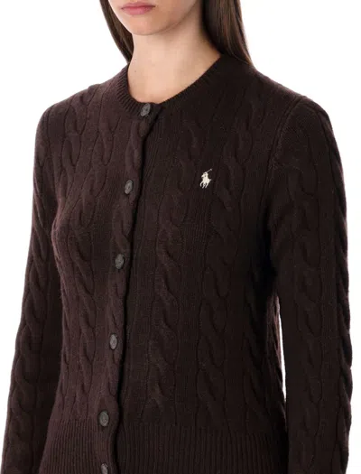 Polo Ralph Lauren Cable-knit Wool And Cashmere Cardigan In Brown