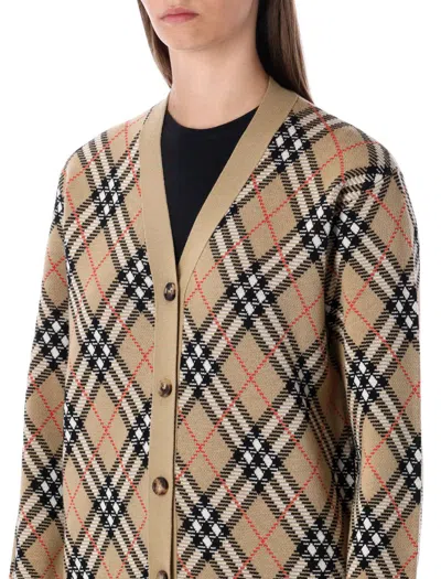 Burberry Check Cardigan Knitwear Multicolor In Multi