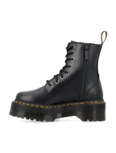 Dr. Martens Jadon Polished Smooth Combat Boots In Black