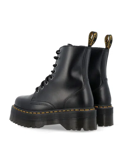 Dr. Martens Jadon Polished Smooth Combat Boots In Black