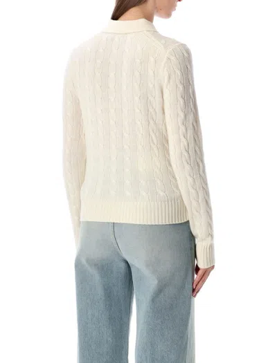 Polo Ralph Lauren Cable-knit Wool Cashmere Polo Sweater In Neutral