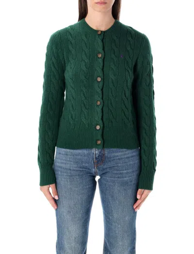 Polo Ralph Lauren Wool And Cashmere Cable-knit Cardigan In Green