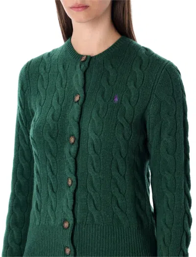 Polo Ralph Lauren Wool And Cashmere Cable-knit Cardigan In Green