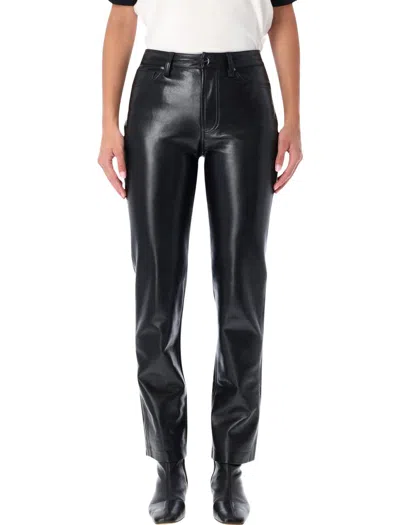 Anine Bing Leather Trousers With Pockets And Loops In Black