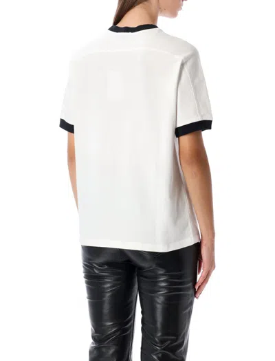 Anine Bing Short Sleeve Top Featuring Contrast Trim In White