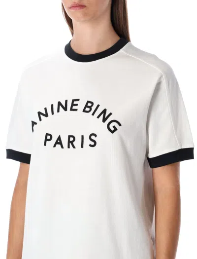 Anine Bing Short Sleeve Top Featuring Contrast Trim In White