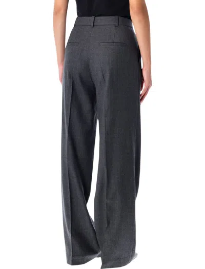 Anine Bing Dark Grey Wide-leg Wool Trousers In Gray