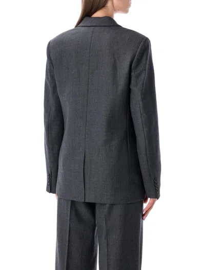Anine Bing Oversized Dark Grey Wool Blazer In Gray