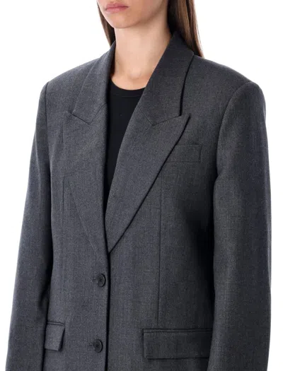 Anine Bing Oversized Dark Grey Wool Blazer In Gray
