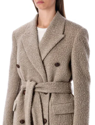 Golden Goose Double Breast Coat In Neutral