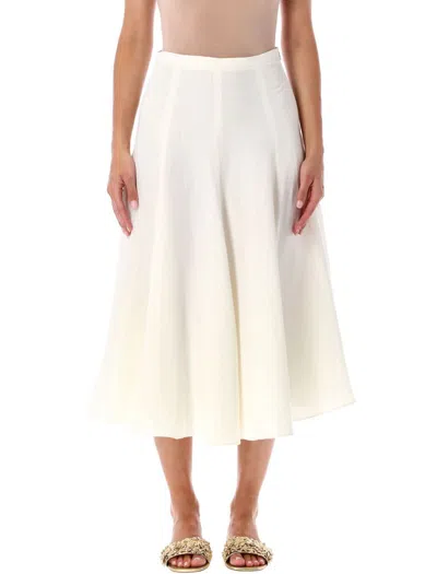 Fabiana Filippi Linen And Viscose Midi Skirt In White