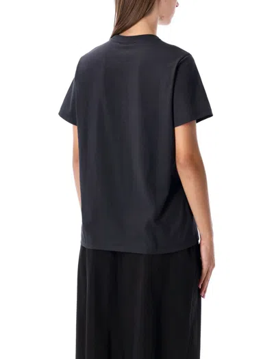 Ganni Women Black Crewneck T-shirt With Maxi Logo On The Front In Cotton Jersey Woman In Black