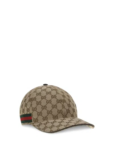 Gucci Web Detail Baseball Cap In Brown