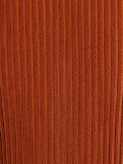 Gabriela Hearst Long Knitted Skirt With Narrow Ribs In Orange