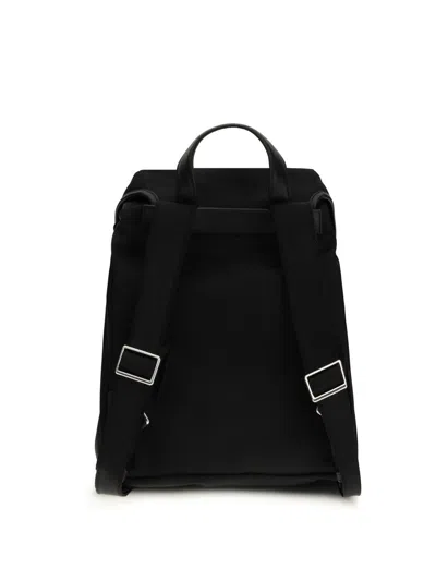 Moncler Black Leather-trimmed Backpack With Multiple Zip Pockets In Black