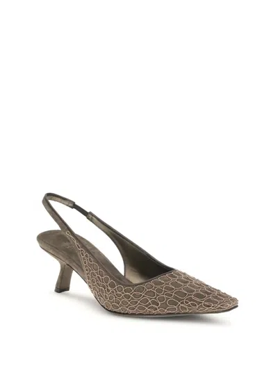 Brunello Cucinelli City Slingback Heels In Gray