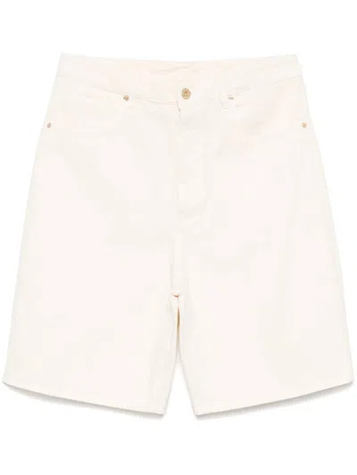 Drôle De Monsieur Light Beige Shorts With Button Fly In White