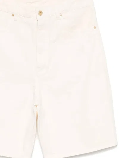 Drôle De Monsieur Light Beige Shorts With Button Fly In White