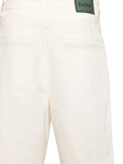 Drôle De Monsieur Light Beige Shorts With Button Fly In White