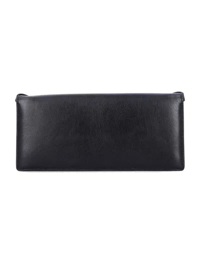 Tom Ford Black Leather Clutch With Metallic Closure In Black