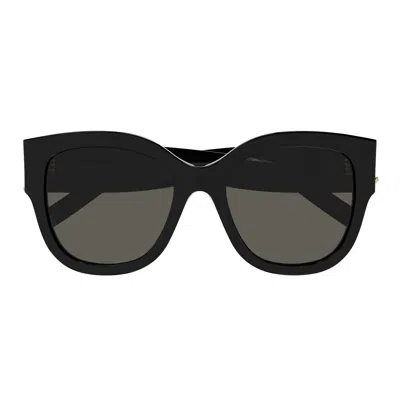 Saint Laurent Logo-plaque Detail Sunglasses In Black