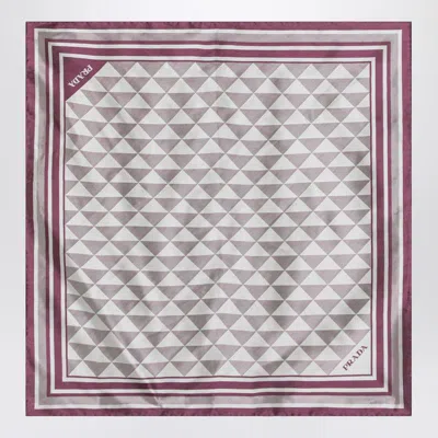 Prada Mauve Printed Twill Scarf 55x55 In Pink