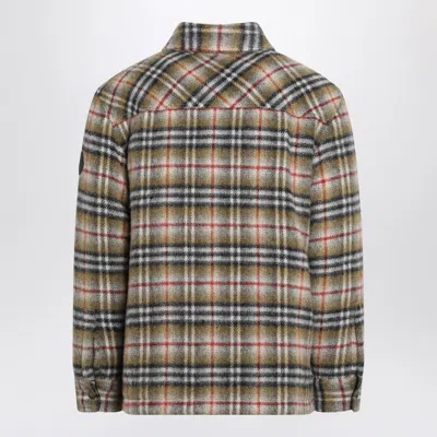 Burberry Checked Wool Shirt Jacket With Chest Pocket In Neutral