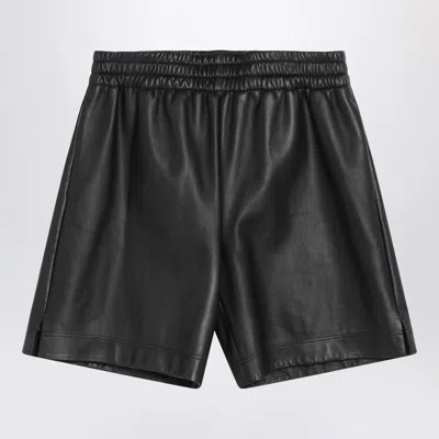 Gucci Black Leather Bermuda Shorts Men In Black