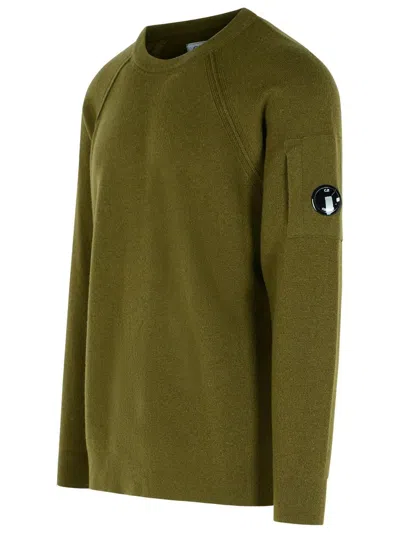 C.p. Company Wool Blend Raglan Sleeve Sweatshirt In Green