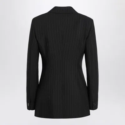 Gucci Embroidered Wool Blazer With Notched Lapels And Pockets In Black