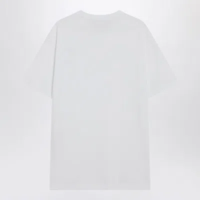 Gucci White Crewneck T-shirt With Double G Logo Embroidery On The Front In Cotton Man In White