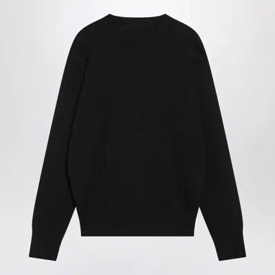 Ami Alexandre Mattiussi Ami Paris Ami De Coeur Patch Merino Wool Cardigan In Black