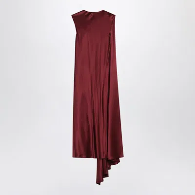 Max Mara Edolo Asymmetric Midi Dress With Cape In Burgundy