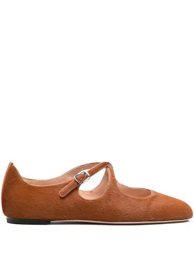 Bally Buckle-fastening Ballet Flats In Brown
