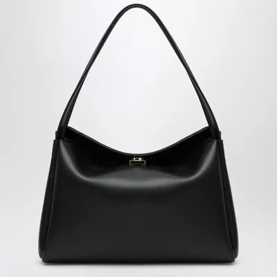 Themoirè Structured Shoulder Bag Metal Hardware In Black