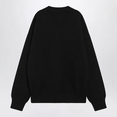 Ami Alexandre Mattiussi Ami Paris Black Wool Ami De Coeur Cardigan Men In Black