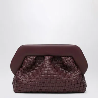 Themoirè Plum-coloured Woven Bios Clutch Bag In Red