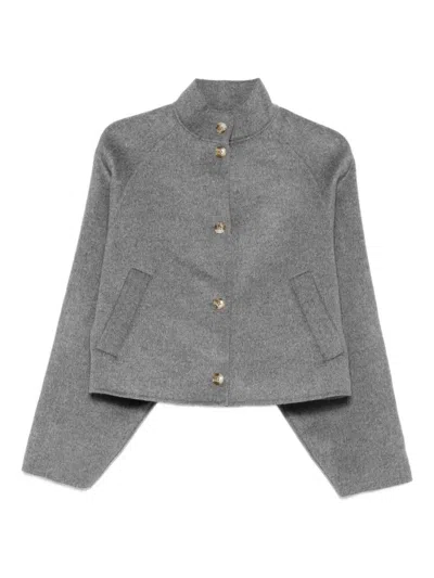 Loulou De Saison High-neck Button-fastening Jacket In Gray