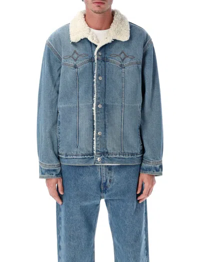 Levi's Western Sherpa Trucker Embroidered Jacket In Blue