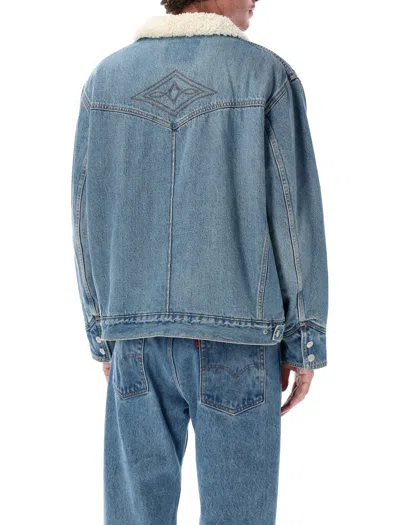 Levi's Western Sherpa Trucker Embroidered Jacket In Blue