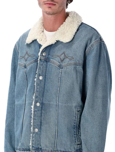 Levi's Western Sherpa Trucker Embroidered Jacket In Blue