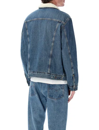Levi's Blue Denim Type Ii Sherpa Trucker Jacket In Multi
