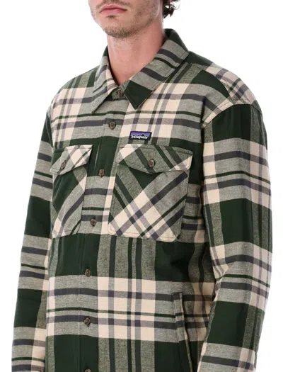 Patagonia Lightweight Insulated Flannel Mid-layer Jacket In Black